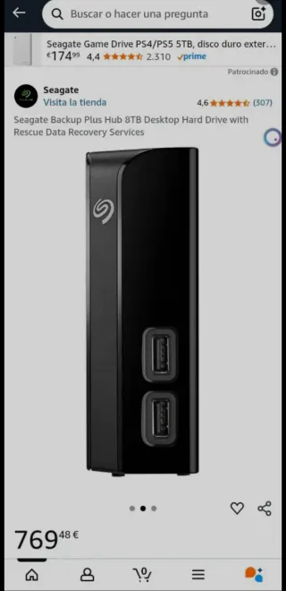 Disco Duro Externo Seagate Backup Plus Hub 8TB