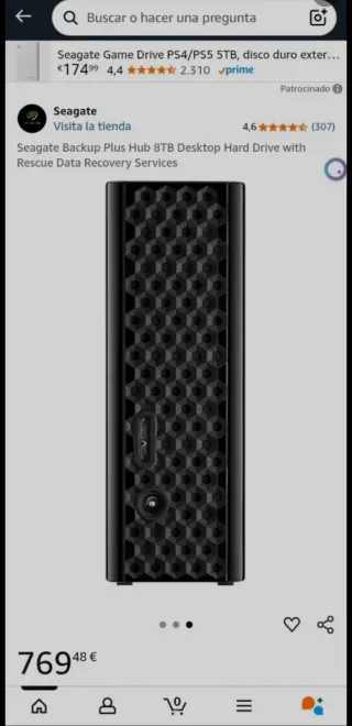 Disco Duro Externo Seagate Backup Plus Hub 8TB