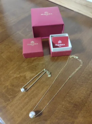 Conjunto Majorica Pulsera y Colgante Perla