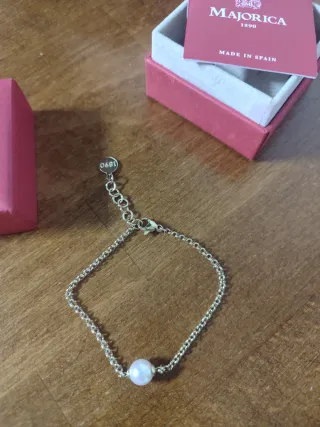 Conjunto Majorica Pulsera y Colgante Perla