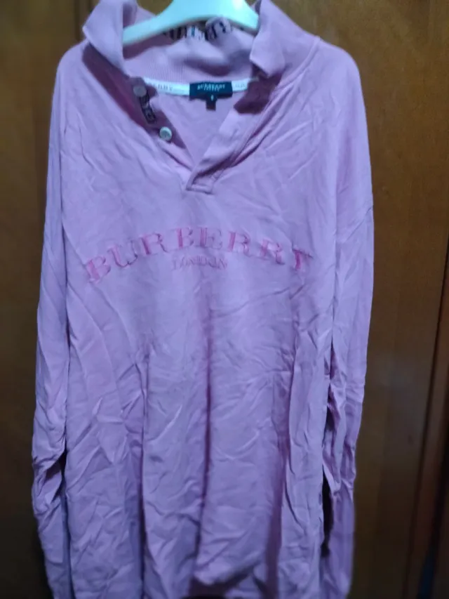 Polo Burberry rosa manga larga Talla 8 /xl