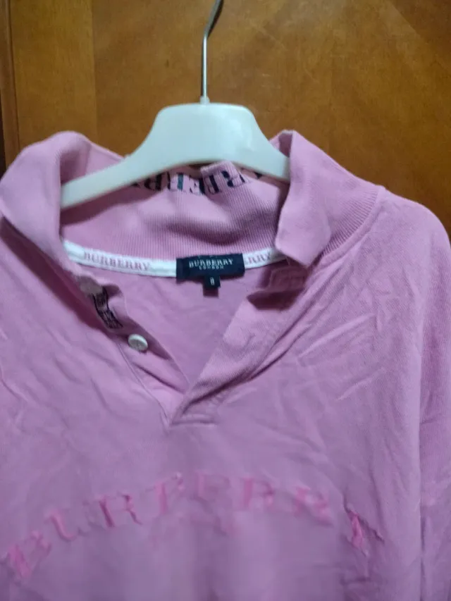 Polo Burberry rosa manga larga Talla 8 /xl