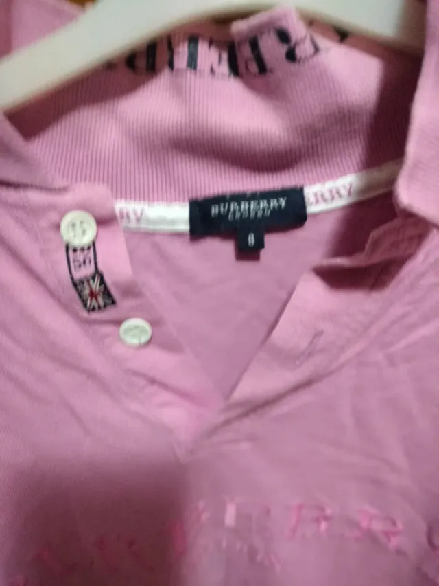 Polo Burberry rosa manga larga Talla 8 /xl