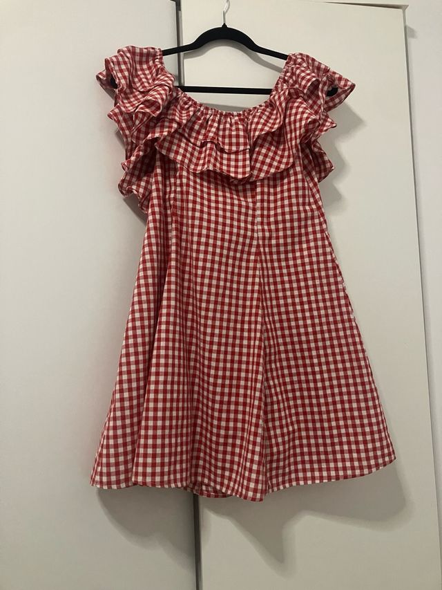 Vestido cuadros rojo y blanco