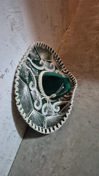 Sombrero Mexicano Charro Verde y Plateado