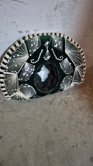 Sombrero Mexicano Charro Verde y Plateado