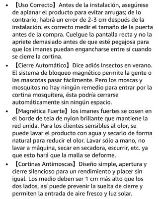 Cortina Mosquitera Puerta Magnética DIKER 90x210cm