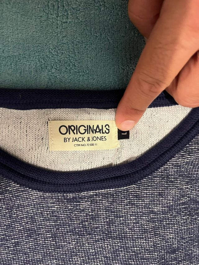 jersey punto jack and jones L gris gaspeado redo