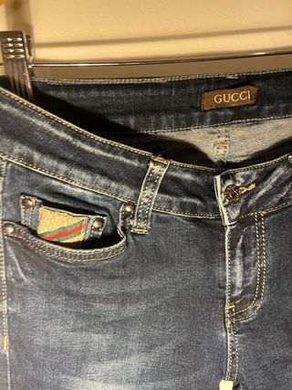 Gucci Blue Denim Slim-Fit Jeans Signature IT