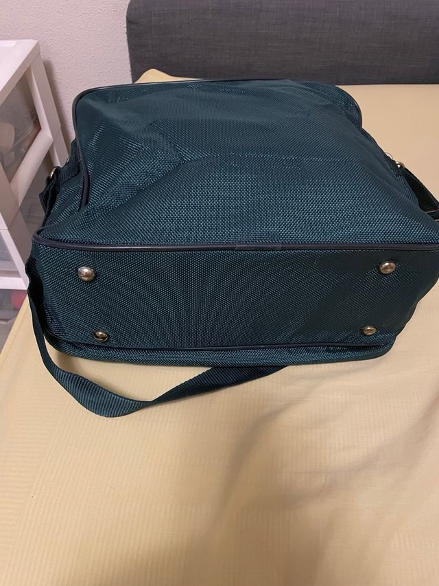 Maleta de viaje verde y marrón 40/32/17 cm