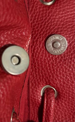 Mochila Piel Sintética Roja Cremalleras