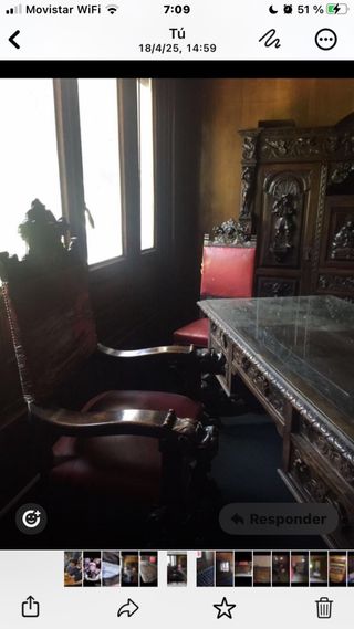 Mesa escritorio, armario y sillas estilo español