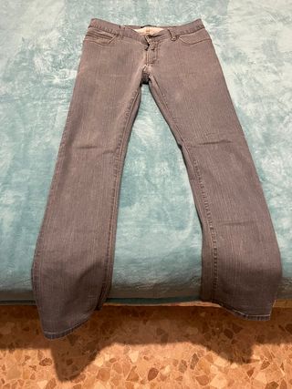 Pantalón Vaquero Zara Slim Gris Elástico