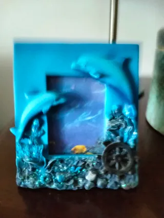 Portafoto ceramica delfini e timone