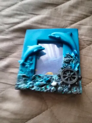 Portafoto ceramica delfini e timone