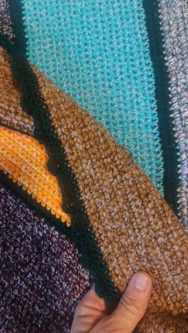 Coperta lana fatta a mano multicolor