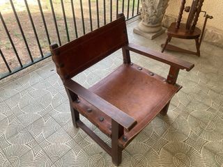 Conjunto Mueble y 2 Butacas Cuero Marrón