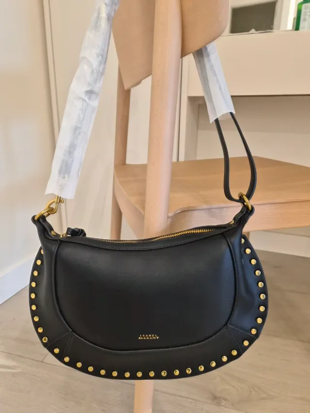 Bolso Isabel Marant Oskan Moon Negro Dorado.