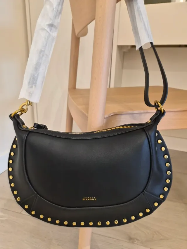 Bolso Isabel Marant Oskan Moon Negro Dorado.