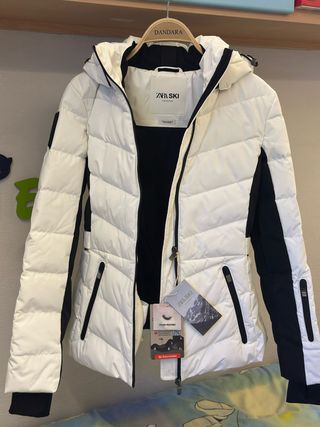 Plumífero Zara Ski Blanco y Negro