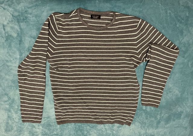 Jersei Zara Man gris con rayas blancas Talla M