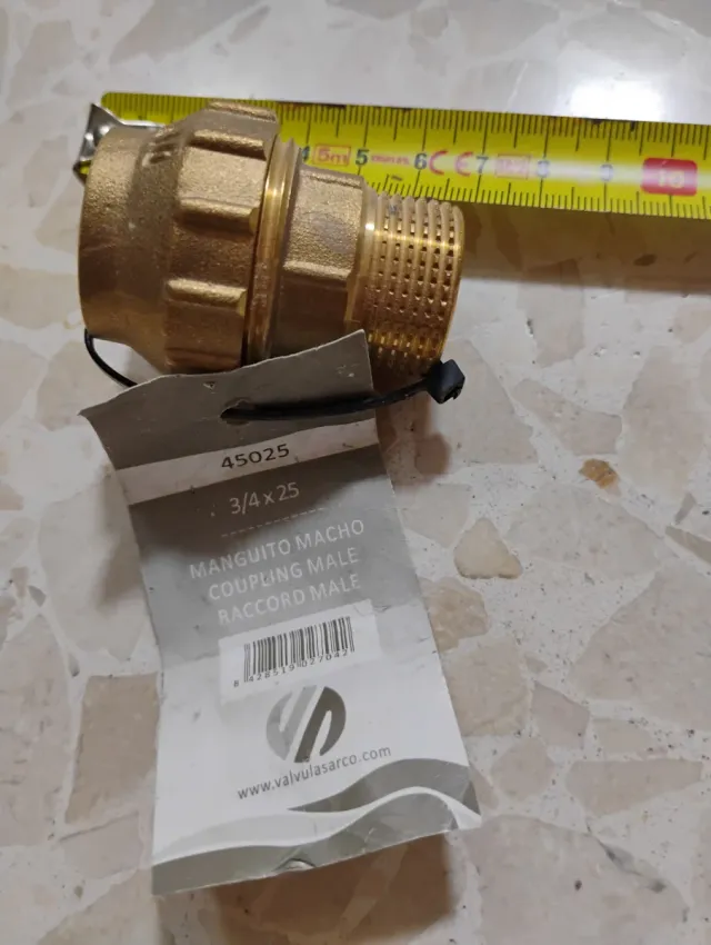 Manguito Latón Rosca Macho 3/4x25