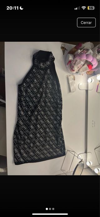 Vestido Guess Negro Talla L con Pedrería