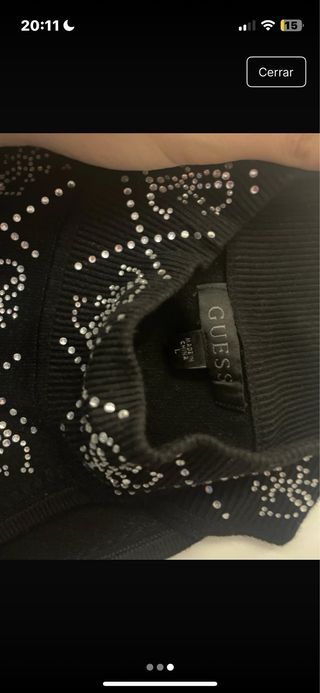 Vestido Guess Negro Talla L con Pedrería
