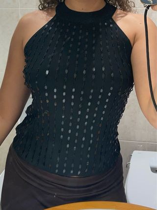 Top fiesta negro pedrería T38