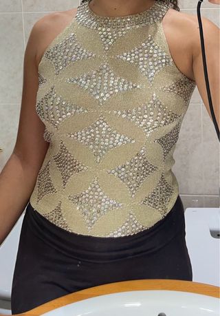 Top fiesta lentejuelas dorado T38