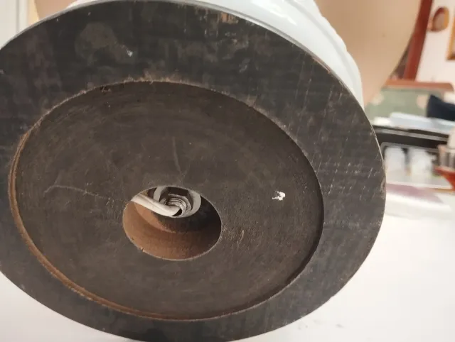 Pie de lámpara porcelana y madera