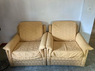 Sofá cama y sillones tela amarilla