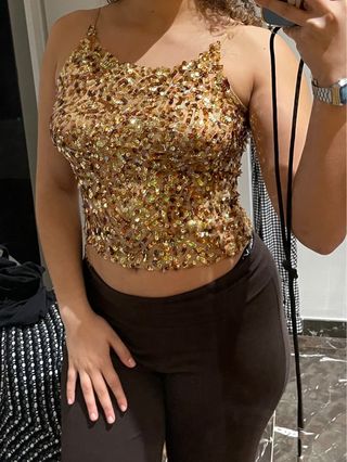 Top fiesta lentejuelas dorado T38