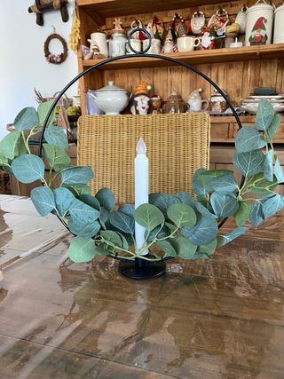 Corona Navideña con Vela LED — decoración de Navidad de piezas únicas en Decolove