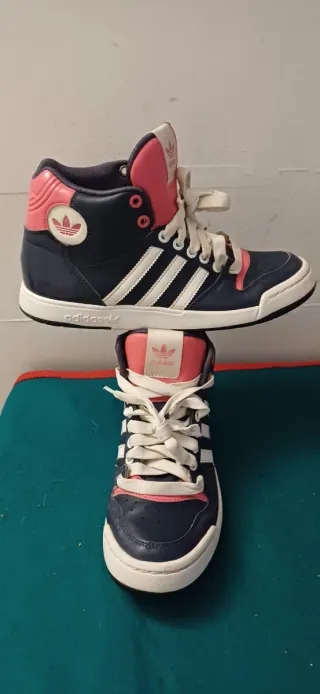 Zapatillas Adidas Altas Azul y Rosa