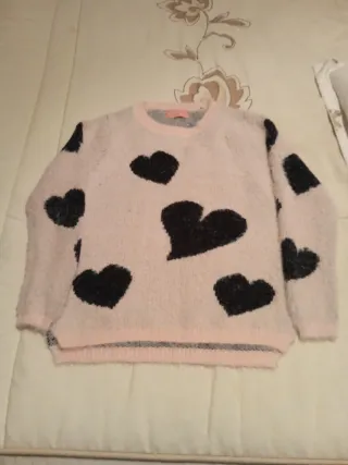 Jersey niña suave corazones negro rosa