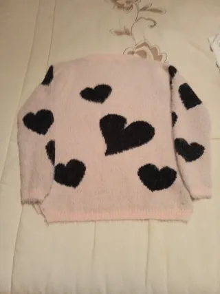 Jersey niña suave corazones negro rosa