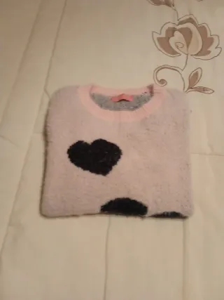 Jersey niña suave corazones negro rosa