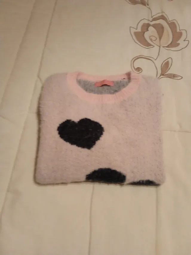 Jersey niña suave corazones negro rosa