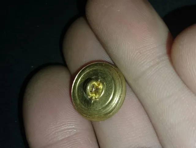 Botón militar antiguo con escudo dorado