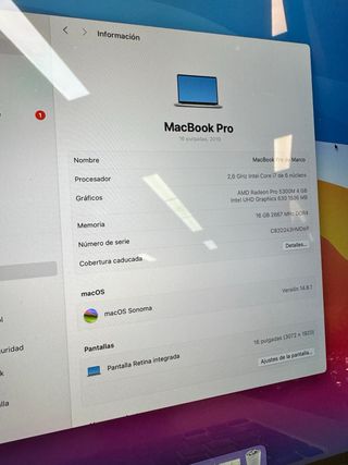 MacBook Pro 16 Intel i7 16GB/500GB Plata