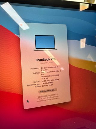 MacBook Pro 16 Intel i7 16GB/500GB Plata