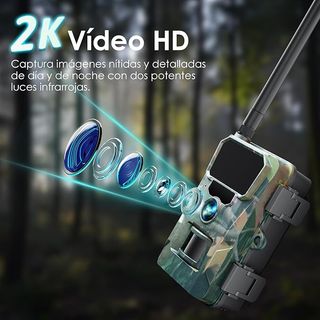 WOLFANG 4G LTE Cámara Caza 2K 48MP Fototrampeo