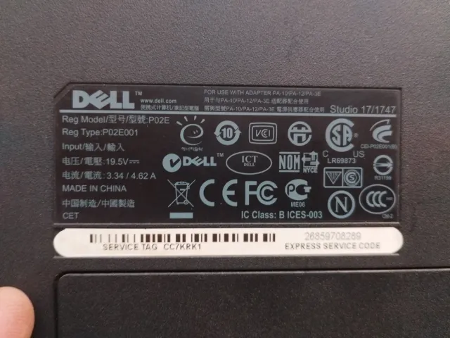 Portátil Dell Studio 17/1747 - No enciende