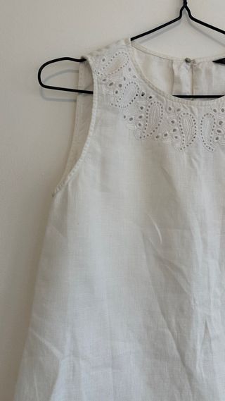 Camisa Zara Lino Blanca Troquelada