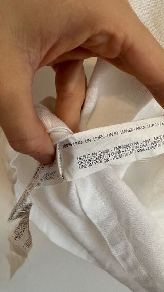 Camisa Zara Lino Blanca Troquelada