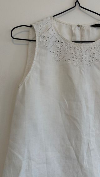 Camisa Zara Lino Blanca Troquelada
