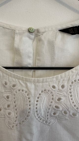 Camisa Zara Lino Blanca Troquelada
