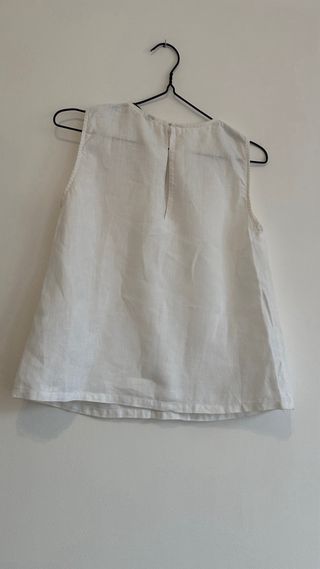 Camisa Zara Lino Blanca Troquelada