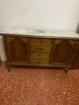 Mueble de entrada madera y mármol